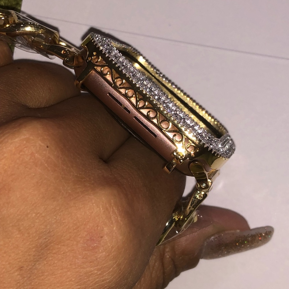 10k Gold Vermeil REAL DIAMOND Apple Watch bezel NOT CZ NOT Fake Free appraisal! - Picture 7 of 10